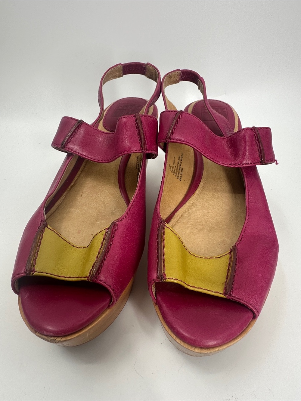 FRYE Leather wedge sandals sz 6.5 M